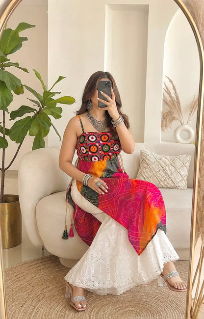 Ayesha’s Boho Bloom Bandhej Tie Kurti
