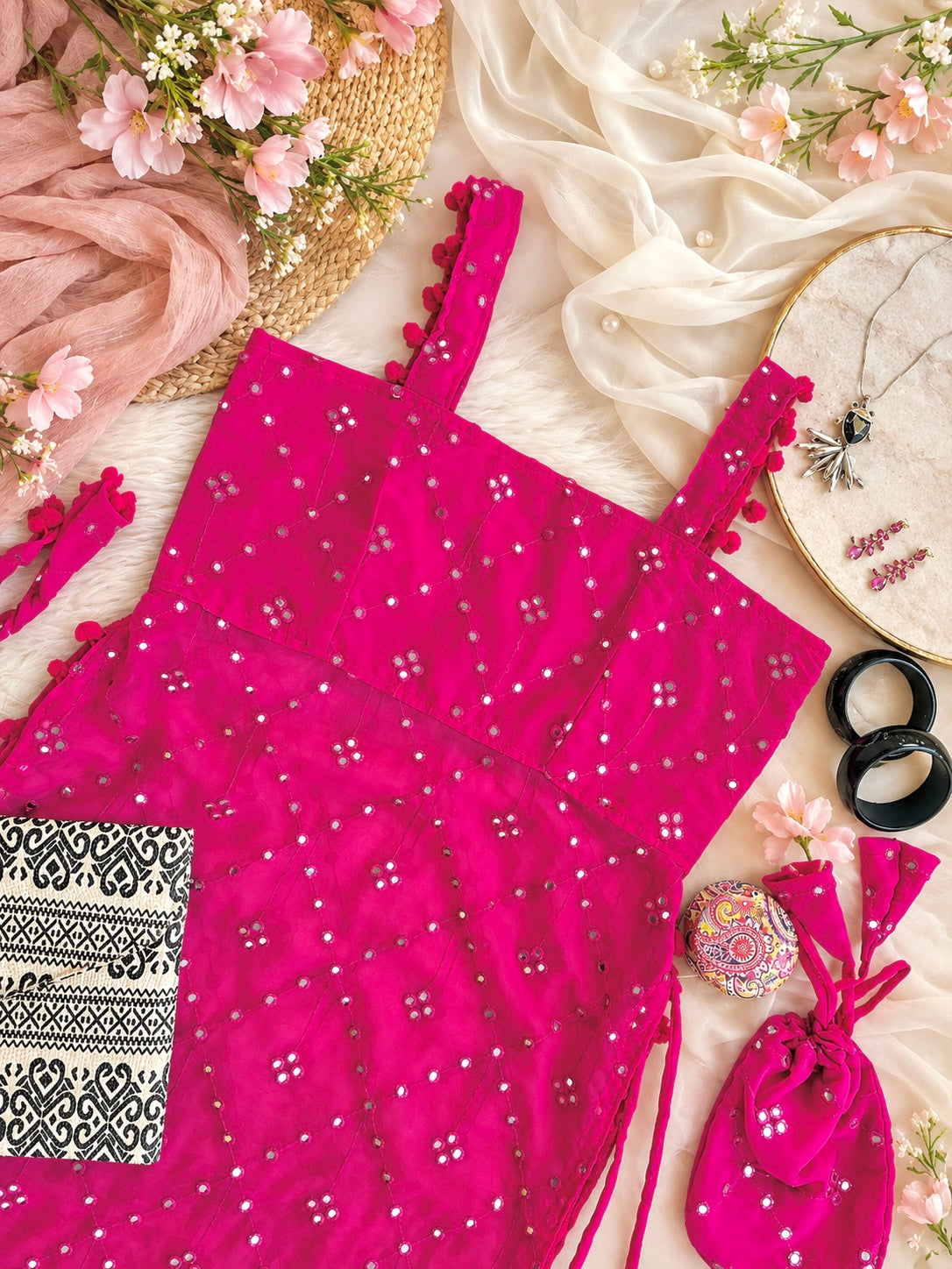 Shimmer Pink Embroidered Gulnaz Kurta