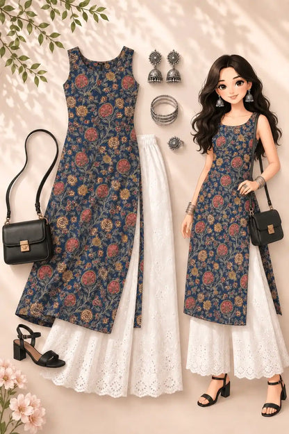 Blue Kalamkari Jaipuri Gulnaz Kurta