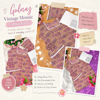 Gulnaz Vintage Mosaic Cotton Kurti