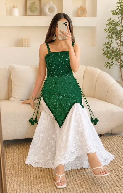 Shimmer Green Embroidered Gulnaz Kurta