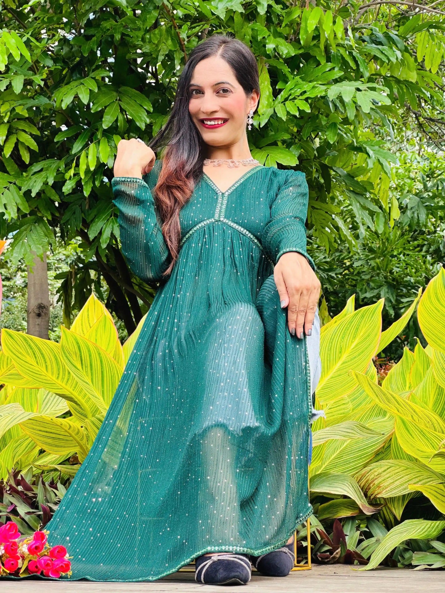 Emerald Green Gulnaz Nyra Kurta