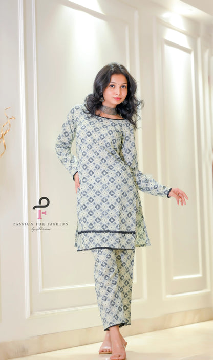 Blush Grey Jaipuri Cord Ensemble