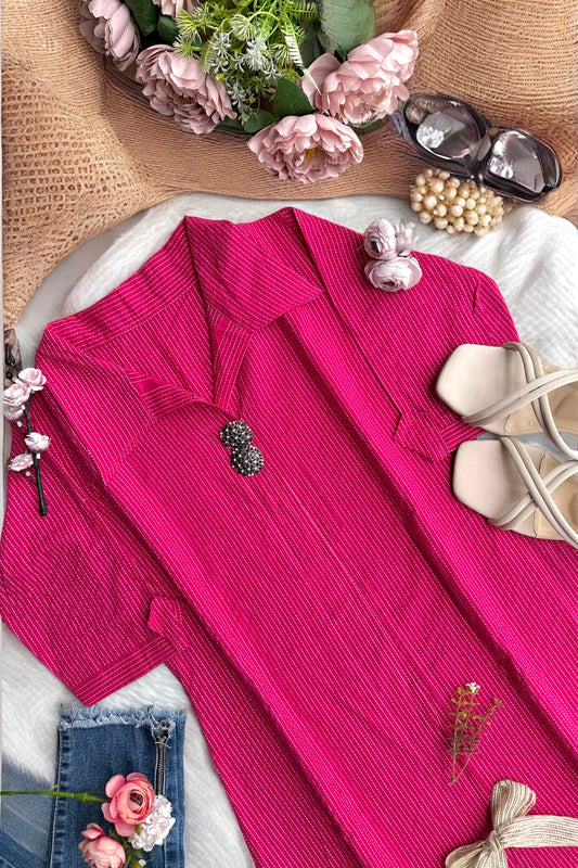 Pretty Pink Collar Rangriti Kurta