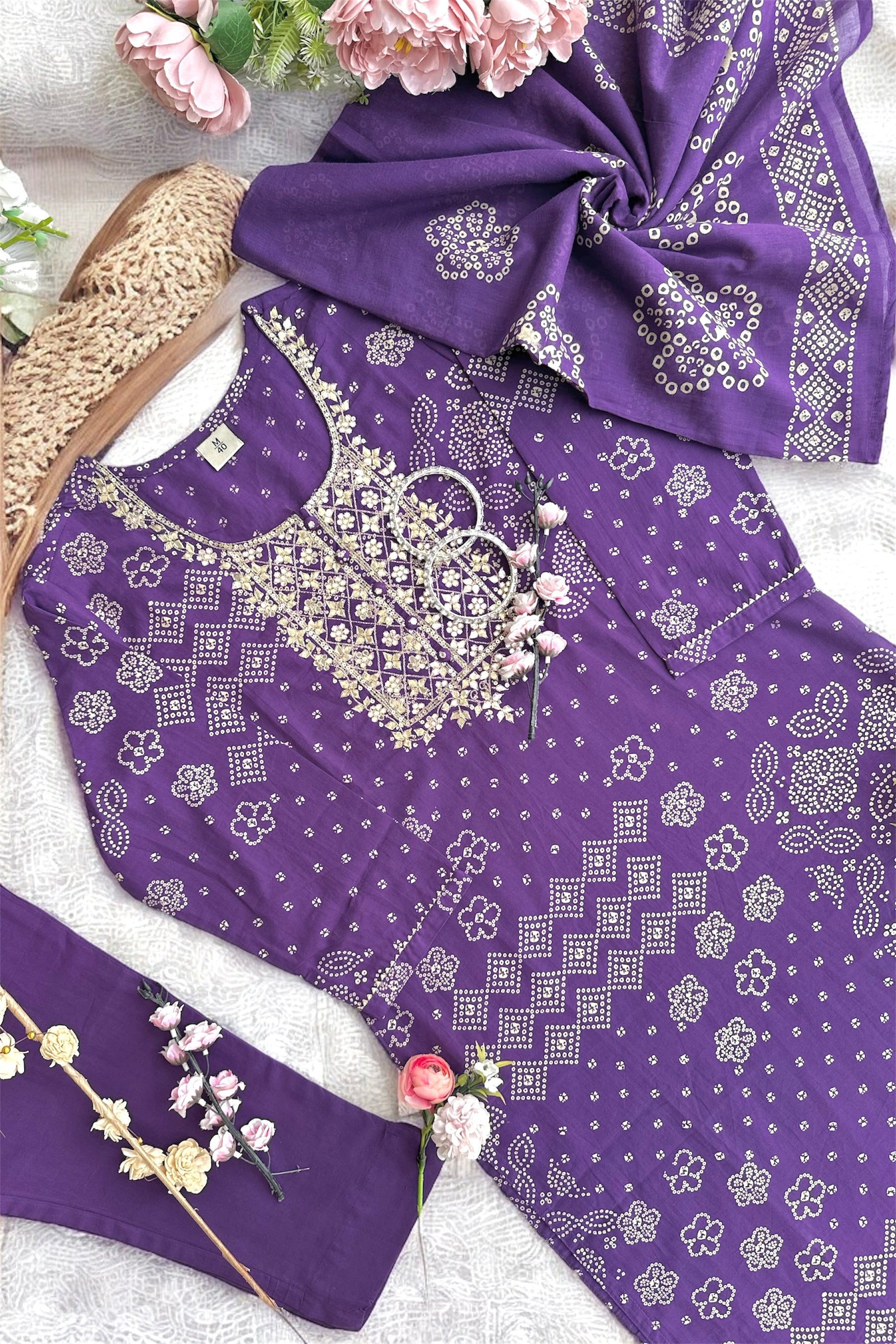 Meher’s Royal Purple Bandhej Suit