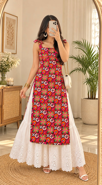 Multicolor Gamti Embroidered Gulnaz Kurta