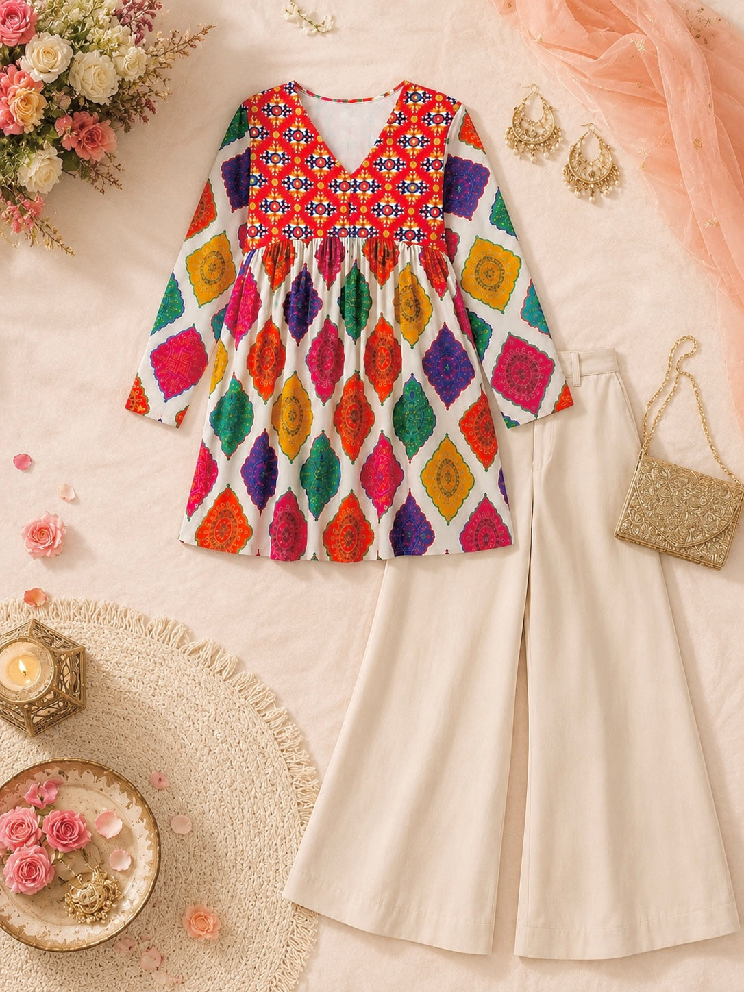 Gulnaz Vibrant Ajrakh Inspired Printed Kurta