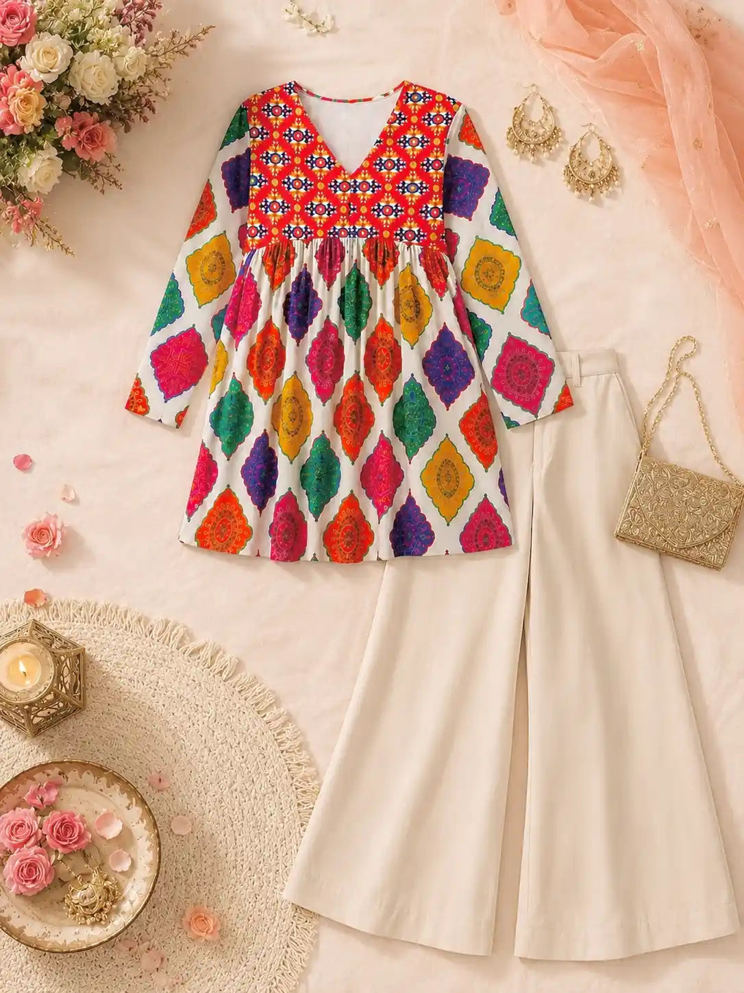 Gulnaz Vibrant Ajrakh Inspired Printed Kurta