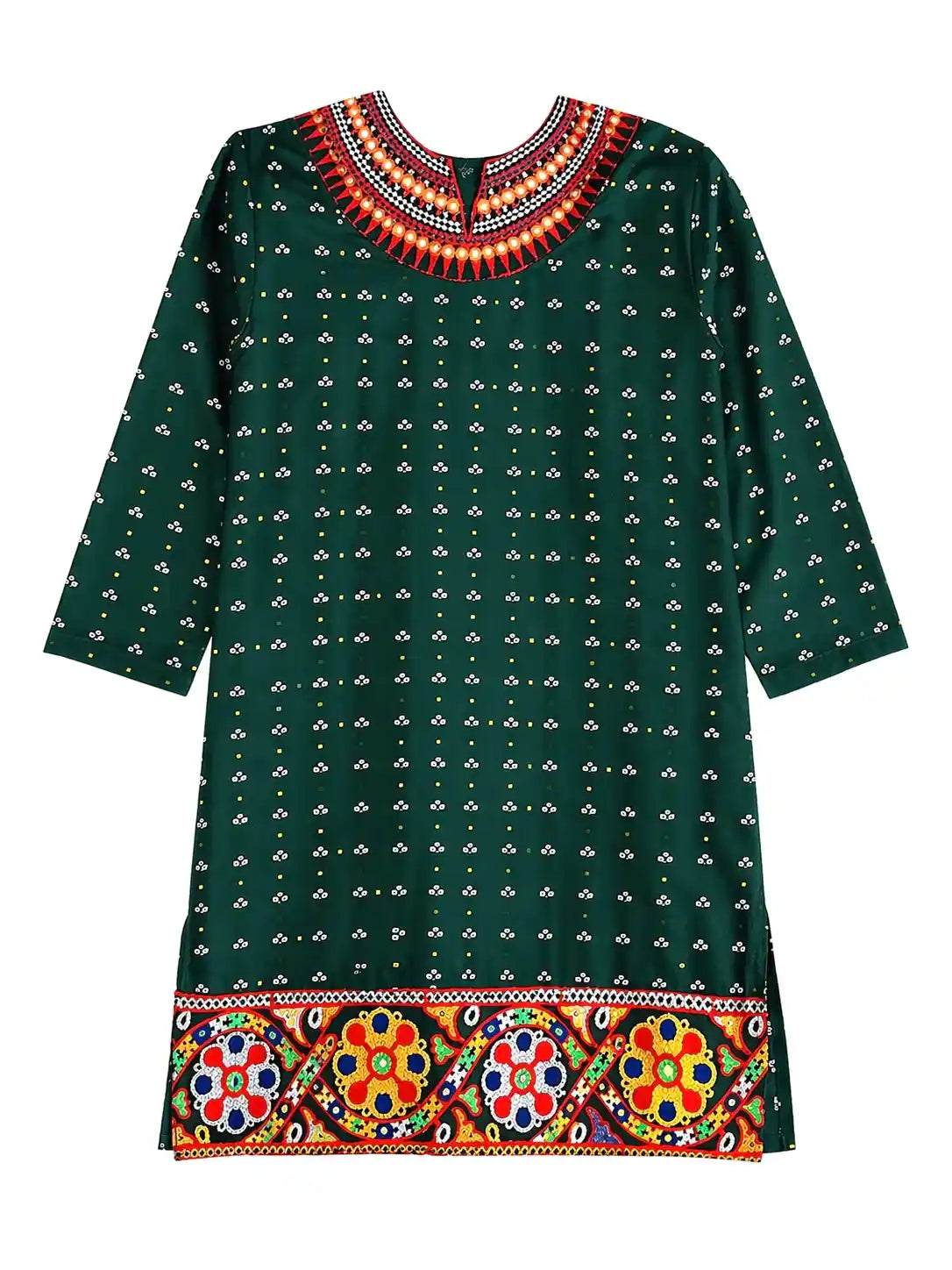 Gamti Green Jaipuri Short Kurta