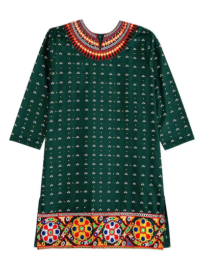 Gamti Green Jaipuri Short Kurta