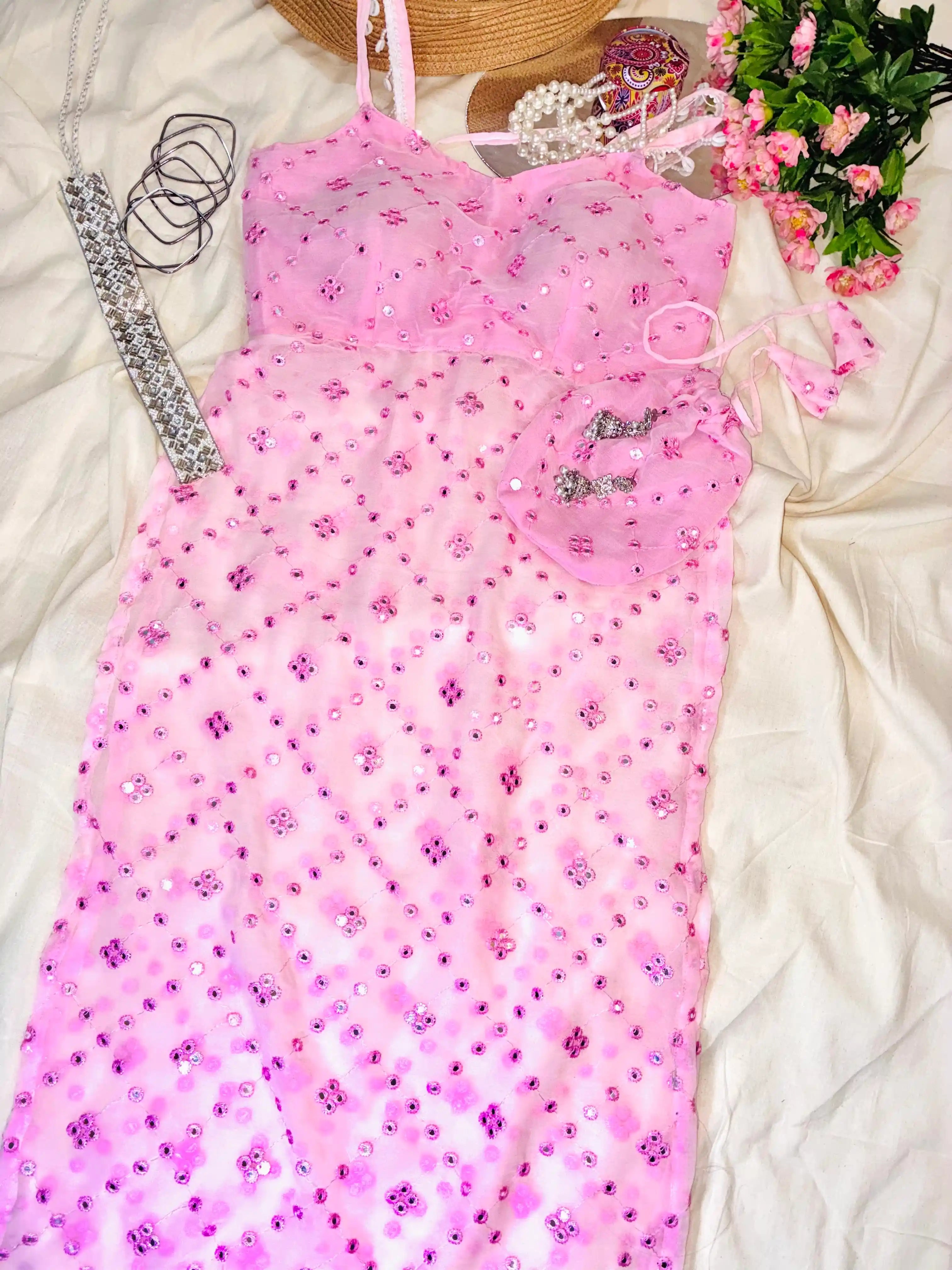 Blush Pink Gulnaz Embroidered Kurta