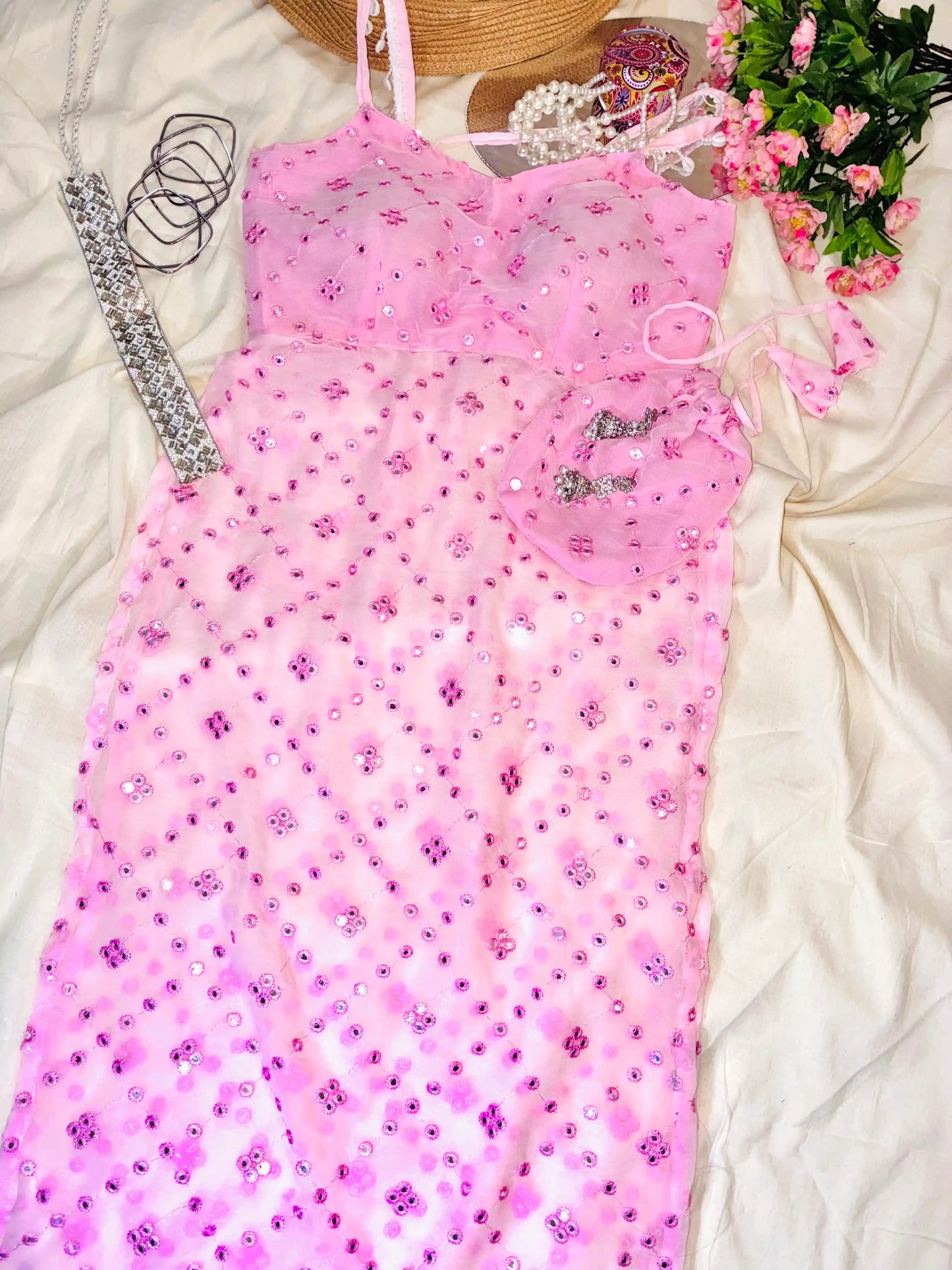 Blush Pink Gulnaz Embroidered Kurta