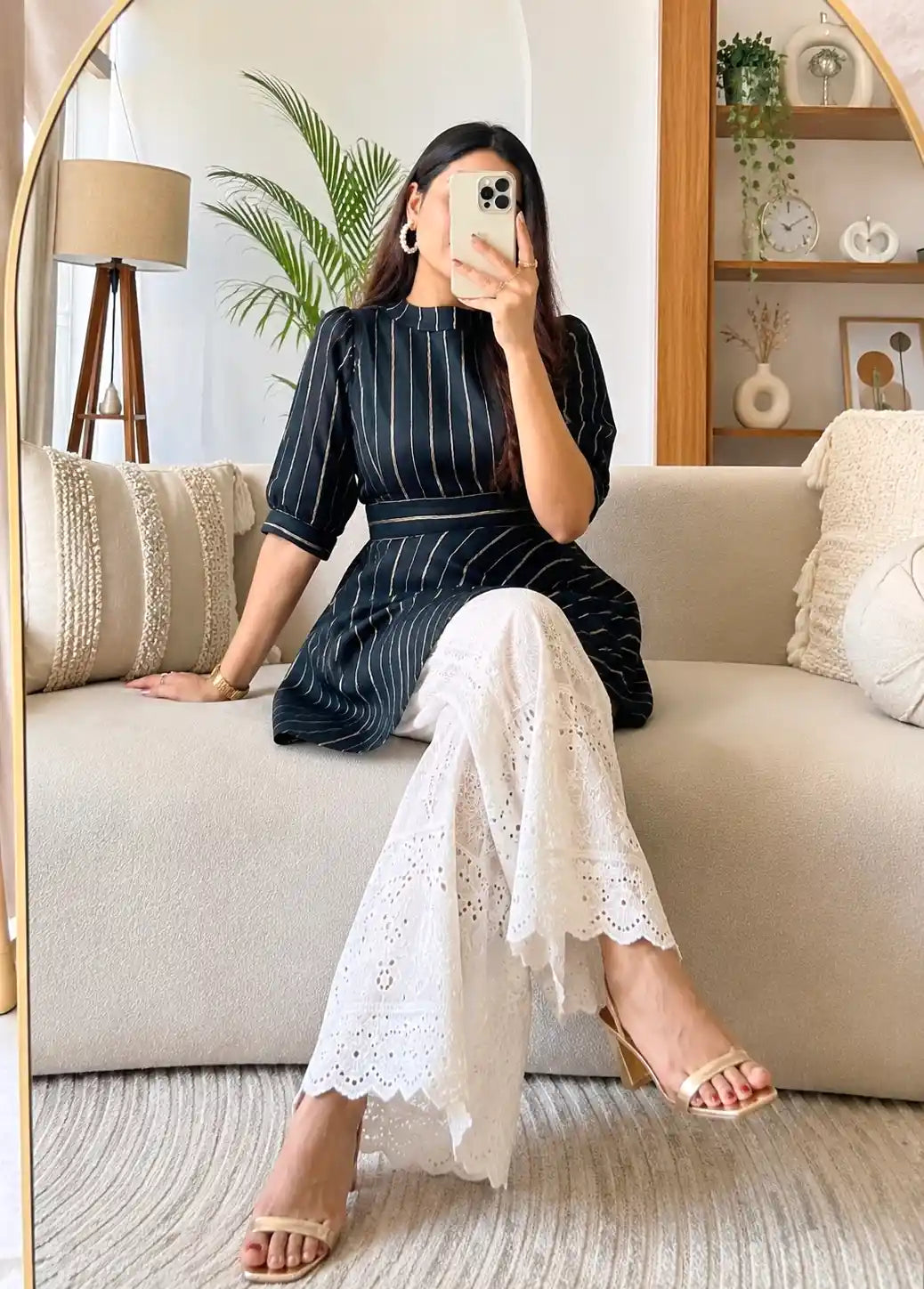 Smoky Black Gulnaz Peplum Top
