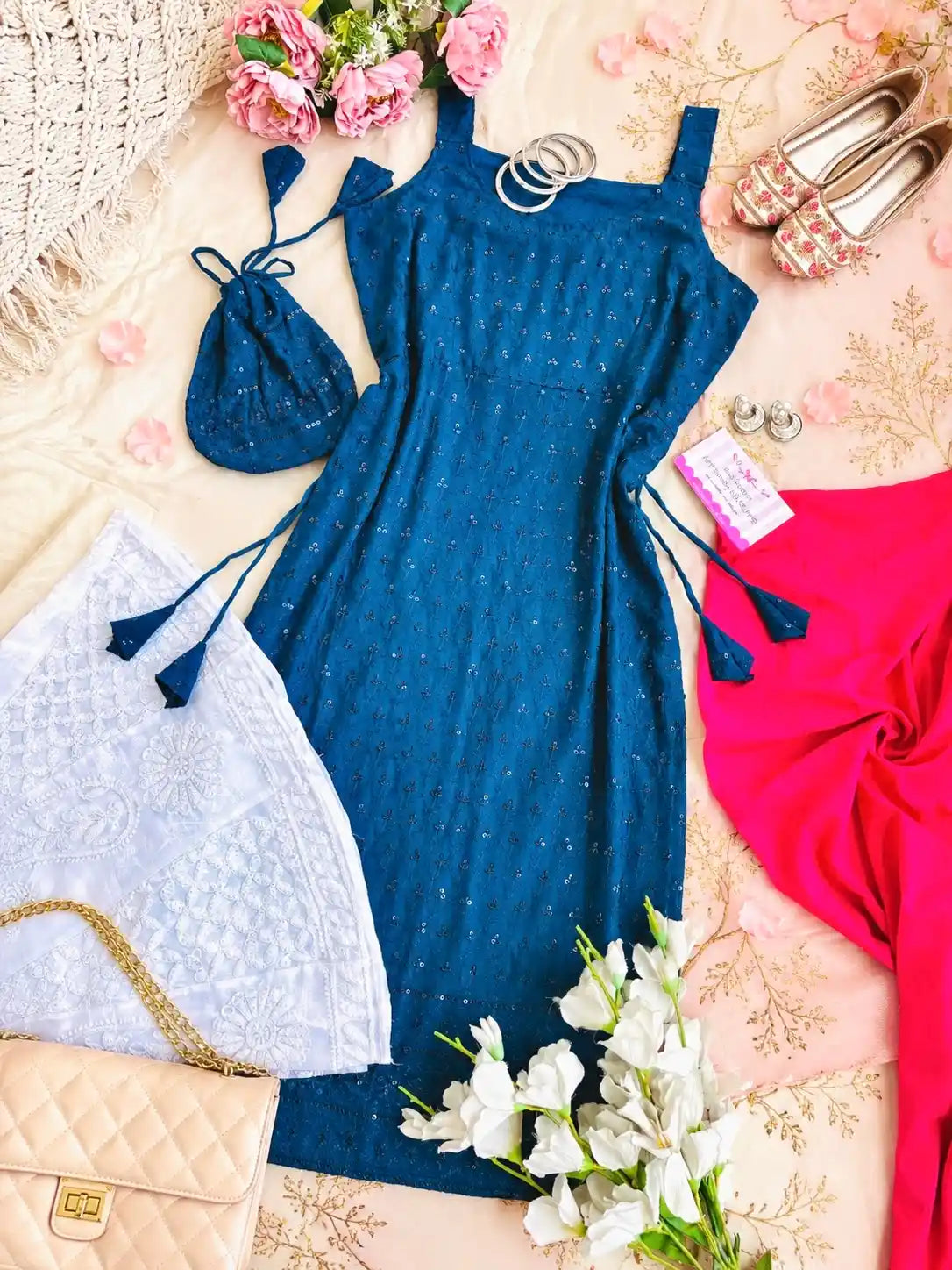 Asure Blue Sequence Gulnaz Kurta