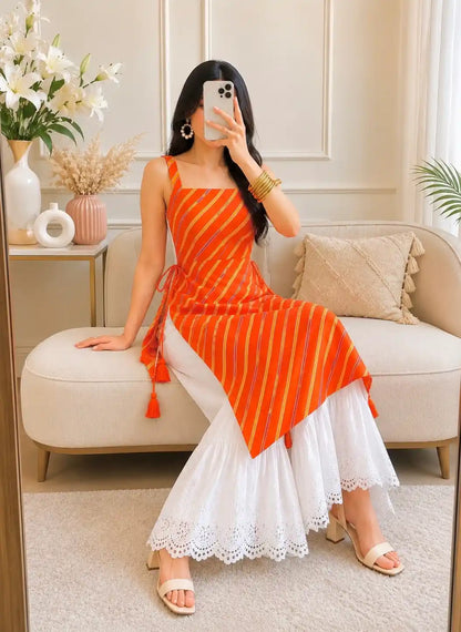 Blush Lehriya Mulmul Gulnaz Kurta