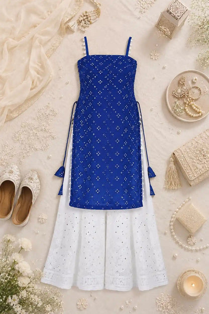 Shimmer Blue Gulnaz Embroidered Kurta