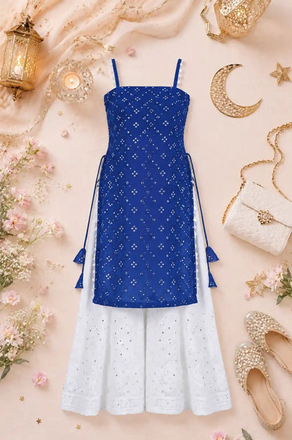 Shimmer Blue Gulnaz Embroidered Kurta