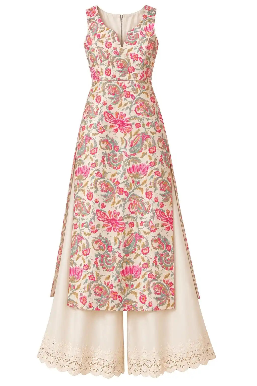 Gulnaz Ivory Paisley Floral Printed Kurta