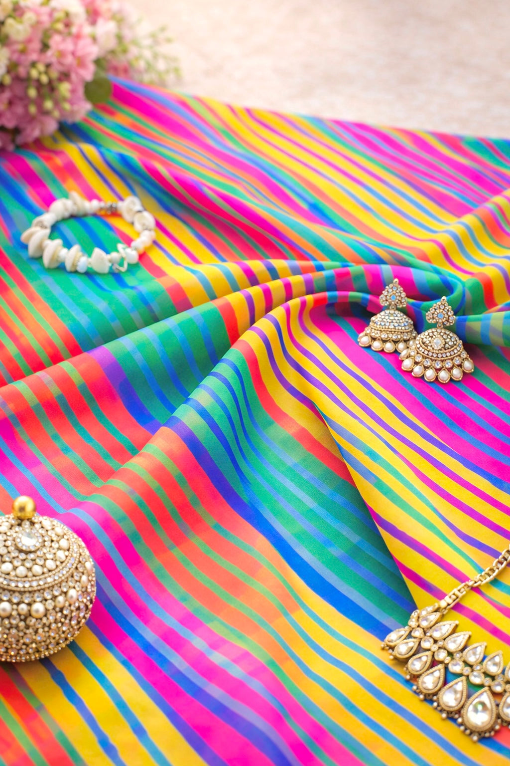Colorbliss Lehriya Georgette Fabric Cut