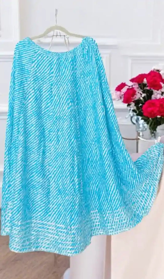 Blue Lehriya Jaipuri Skirt