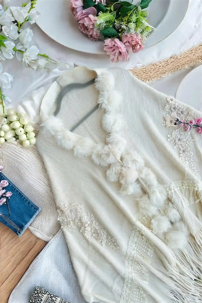 Soft Cream Fur Winter Cape