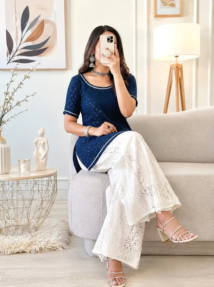 Azure Blue Sequence Gulnaz Kurta
