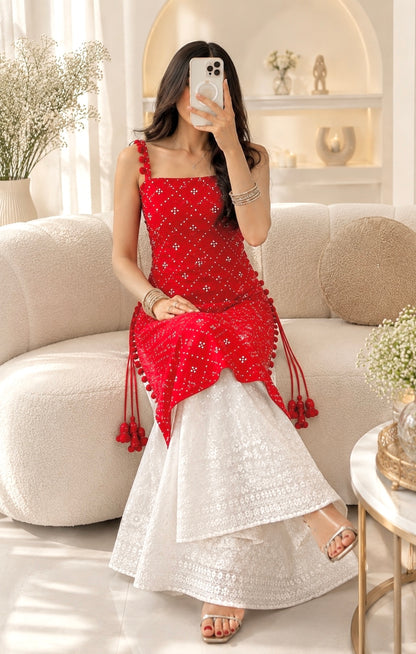 Nakhra Red Embroidered Gulnaz Kurta
