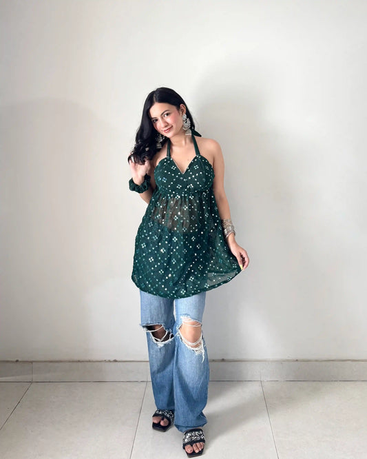 Shefali’s Green Gulnaz Mirror Peplum