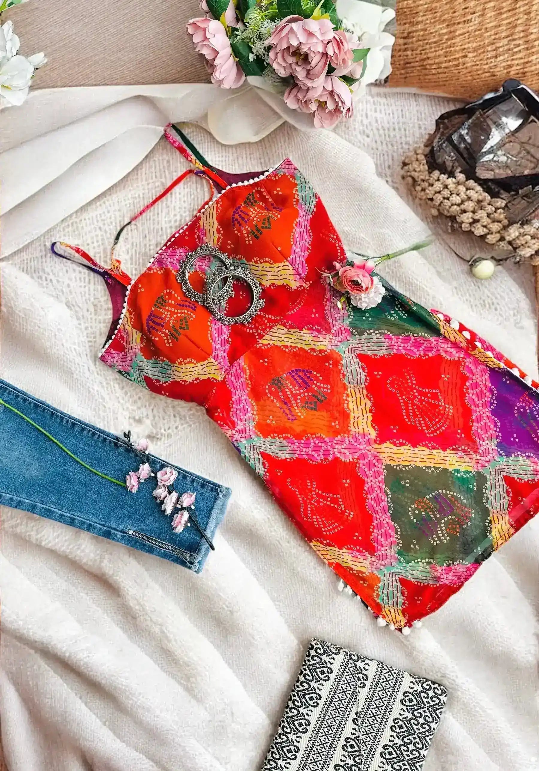 Bandhani Charm Back-Tie Top