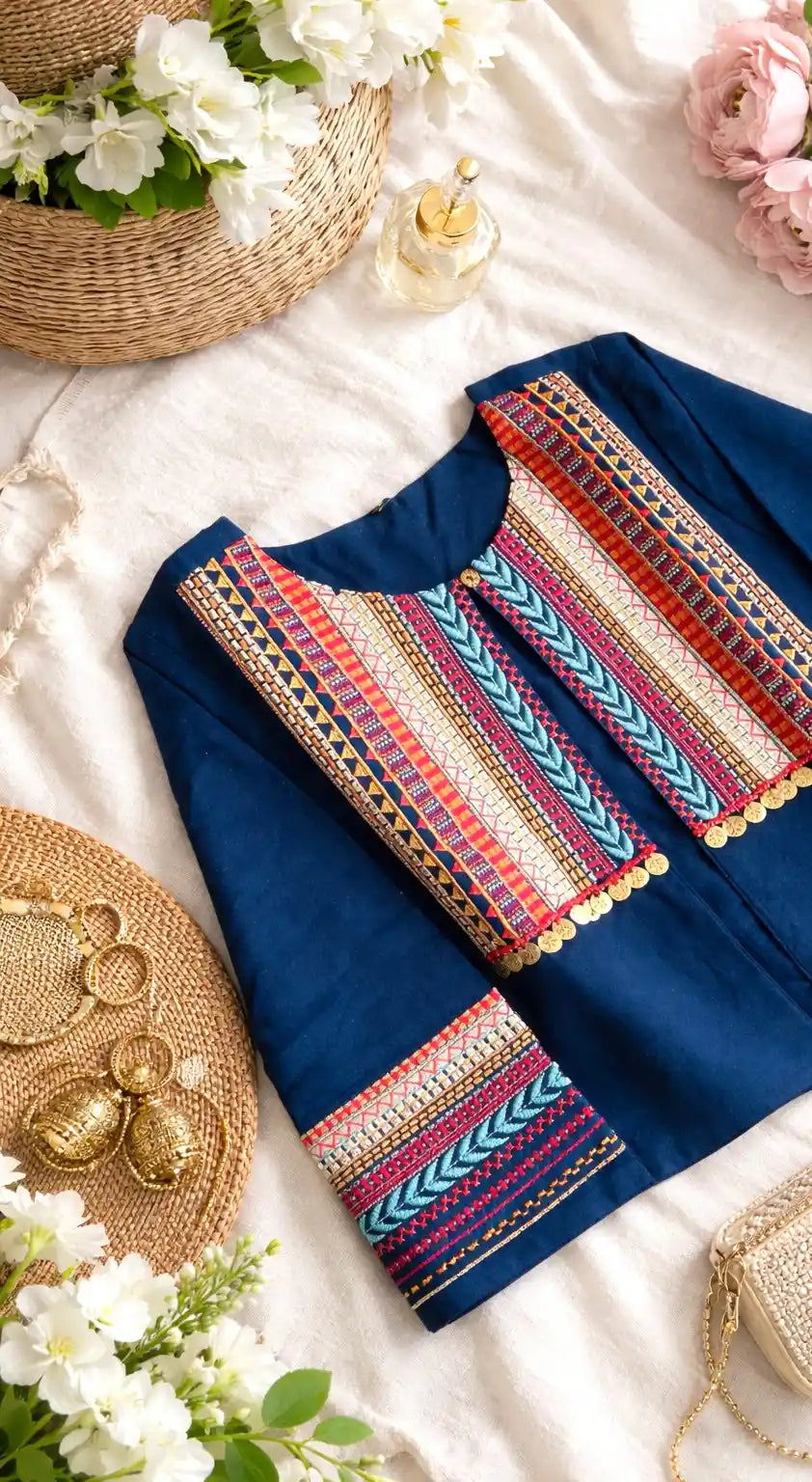 Blue Jaipuri Embroidered Jacket