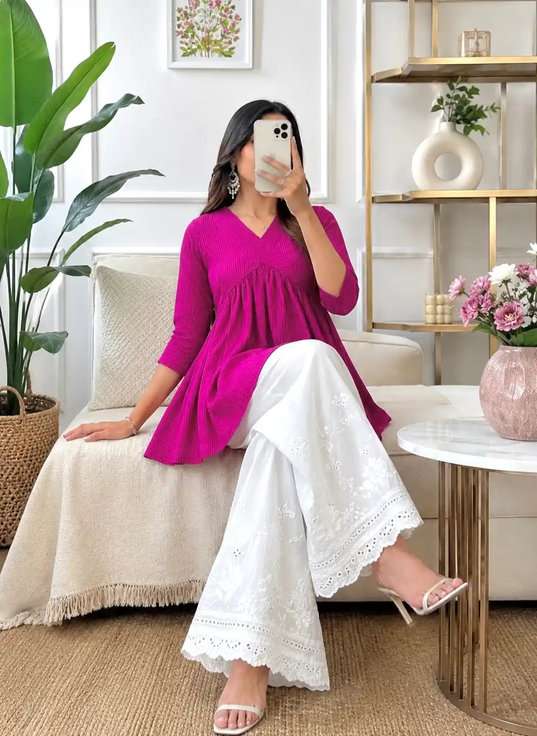 Plum Purple Jaipuri Peplum Top