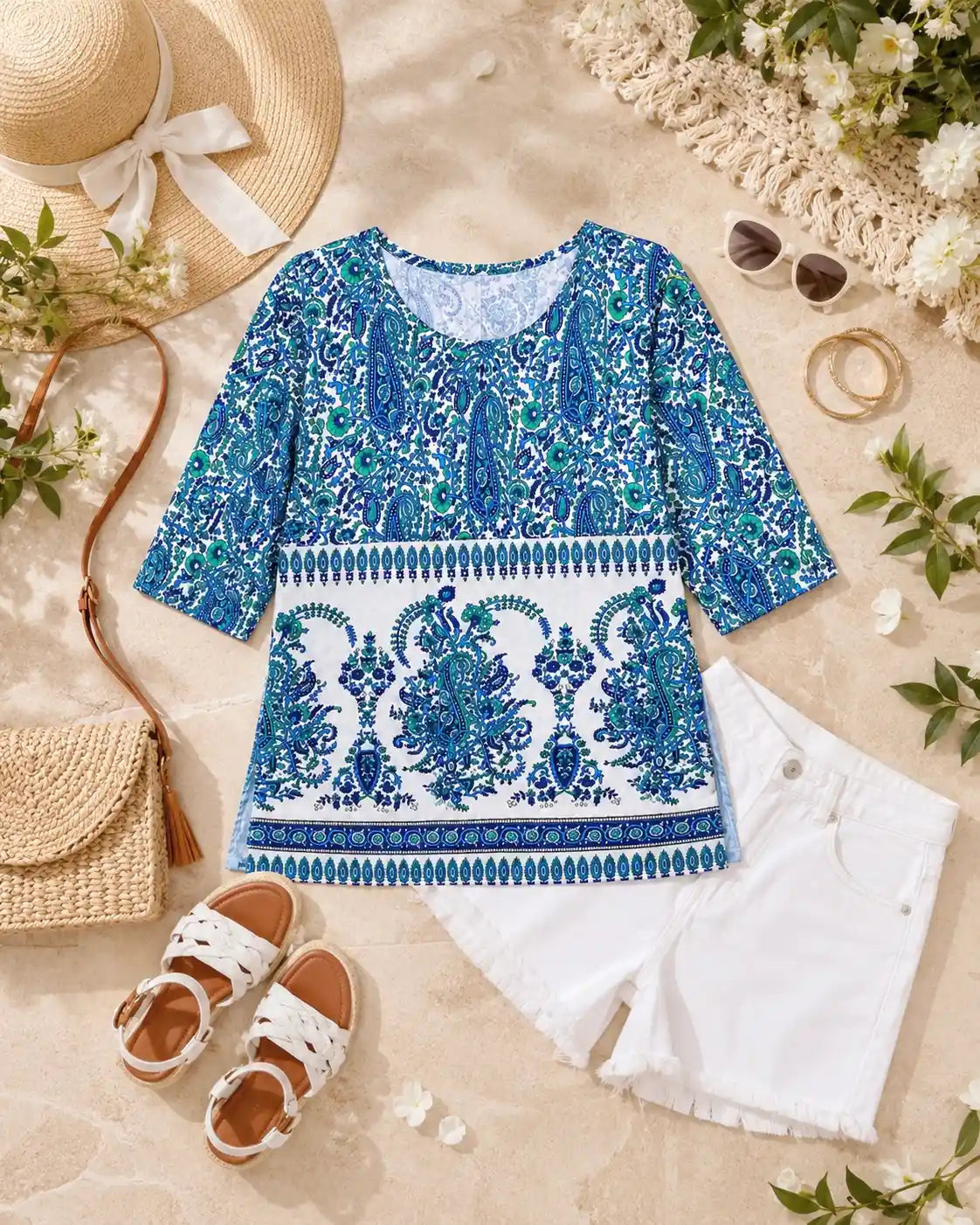 Jaipuri Blue Kairi Short Kurta