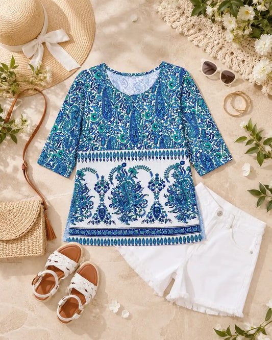 Jaipuri Blue Kairi Short Kurta