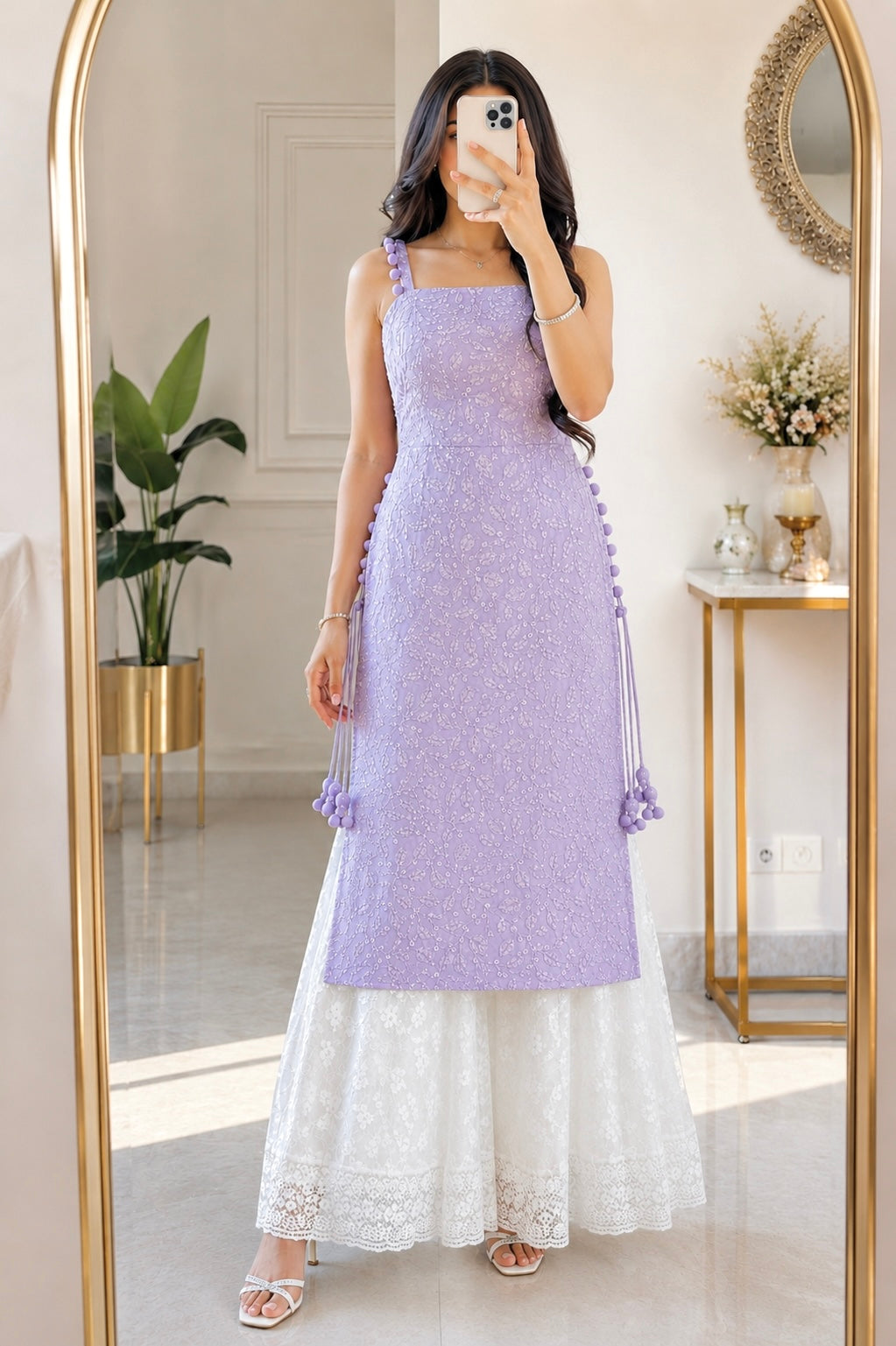 Embroidered Blush Grey Gulnaz Kurta