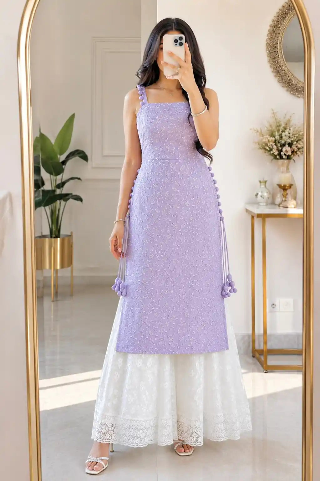 Embroidered Blush Grey Gulnaz Kurta