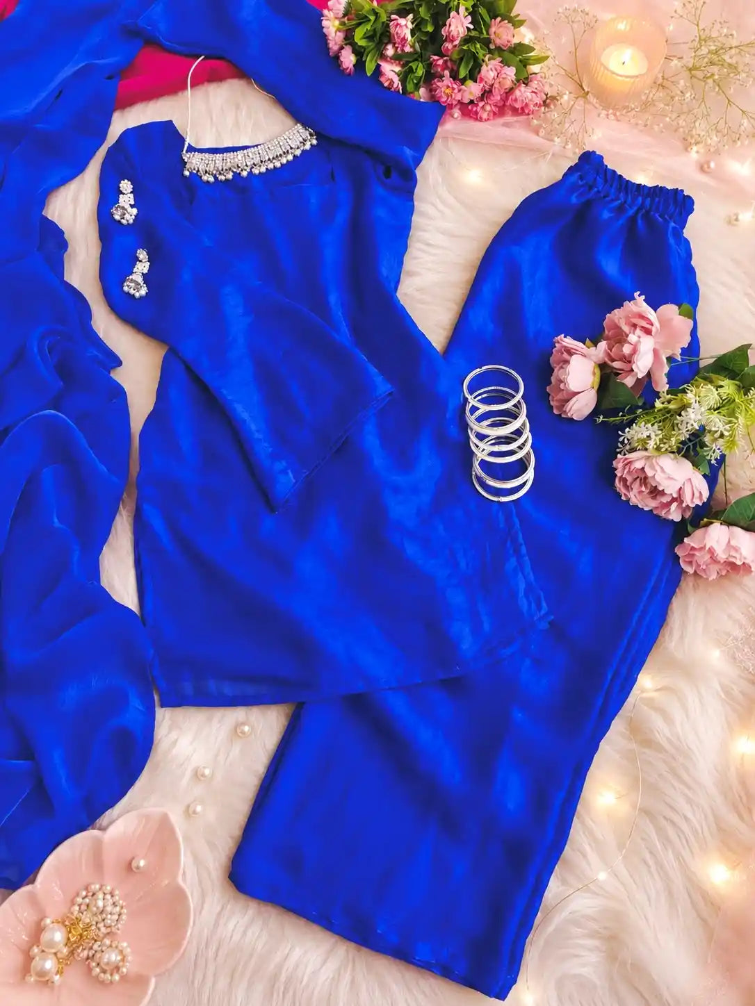 Royal Blue Solid Gulnaz Suit Set