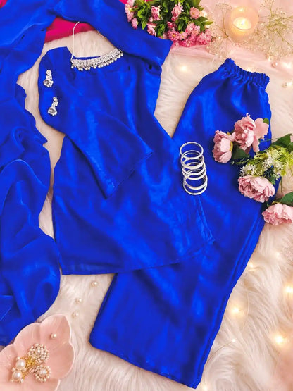 Royal Blue Solid Gulnaz Suit Set
