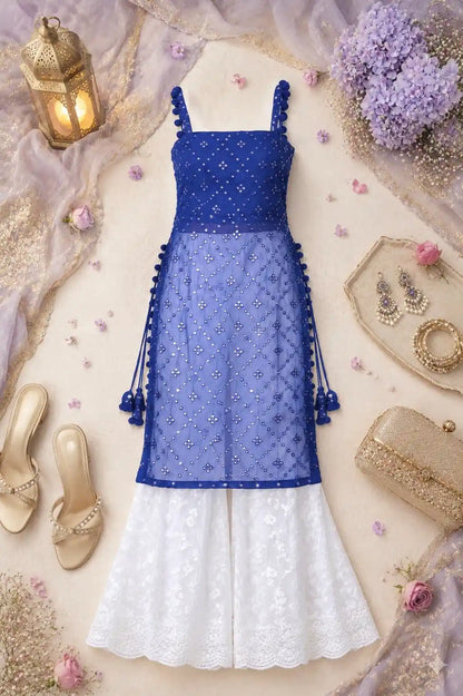 Shimmer Blue Embroidered Gulnaz Kurta