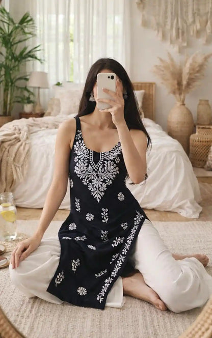 Mahima's Black Aliya Noor Slit Kurta