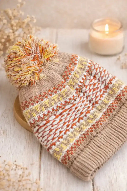 Brown Handcrafted Knitted Wool Cap