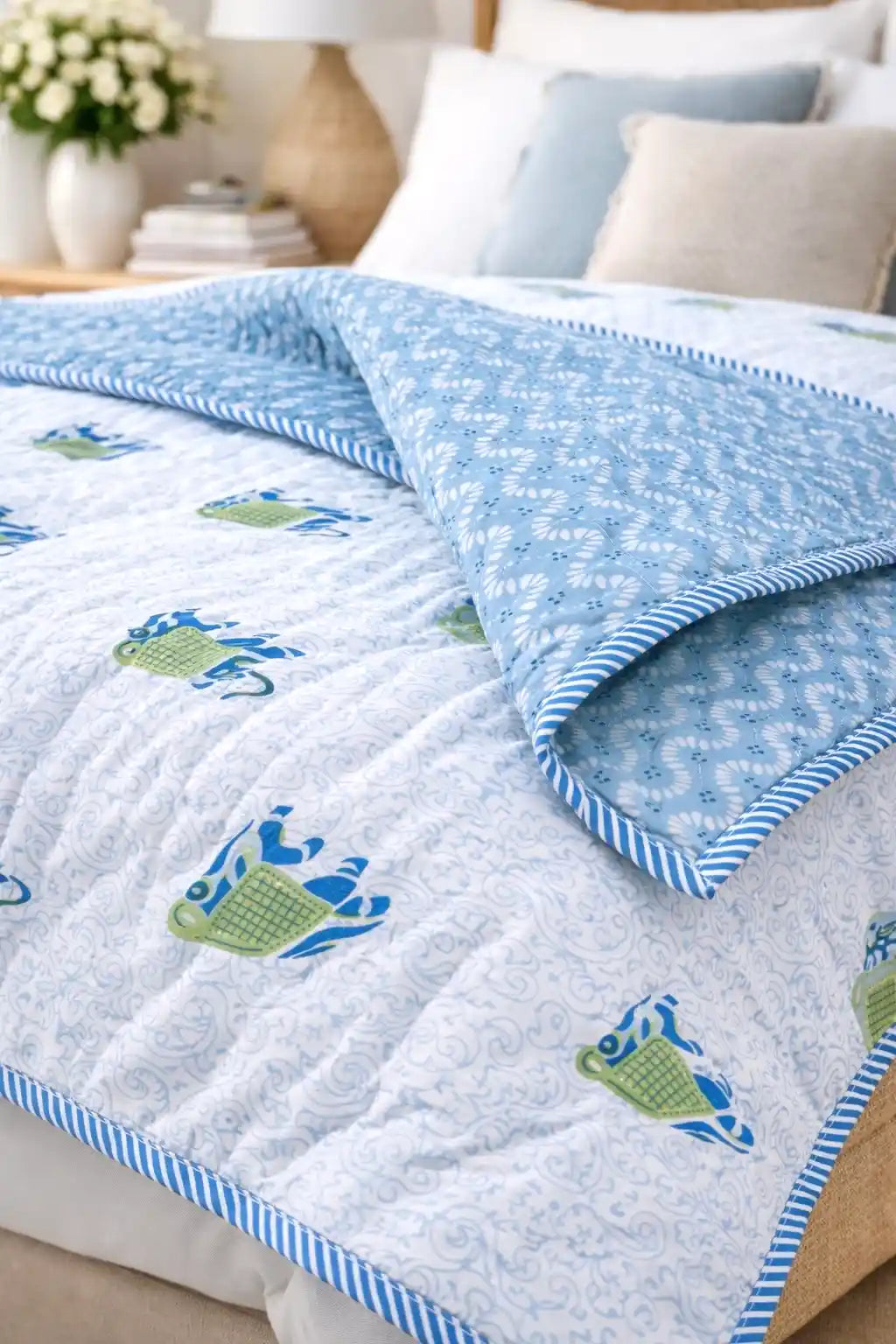 Blue Block Print Jaipuri Razai