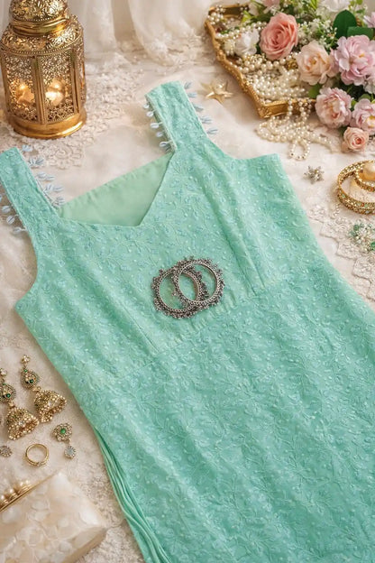 Mint Bloom Shell Gulnaz Kurta