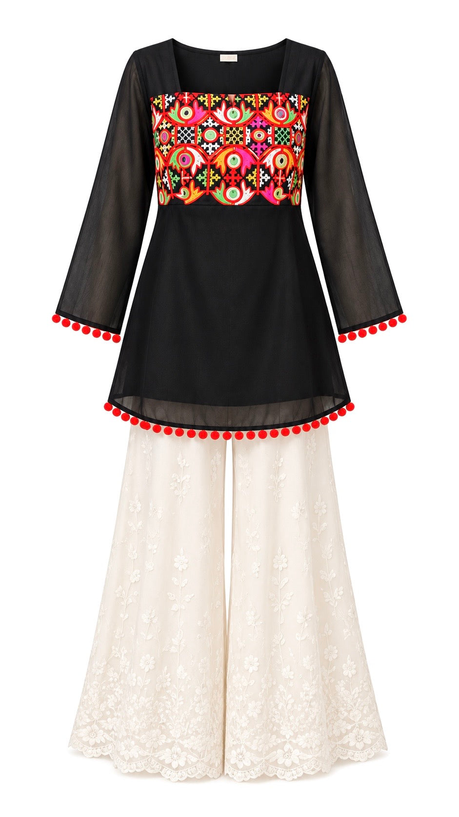 Gamti Gulnaz Embroidered Black Kurta
