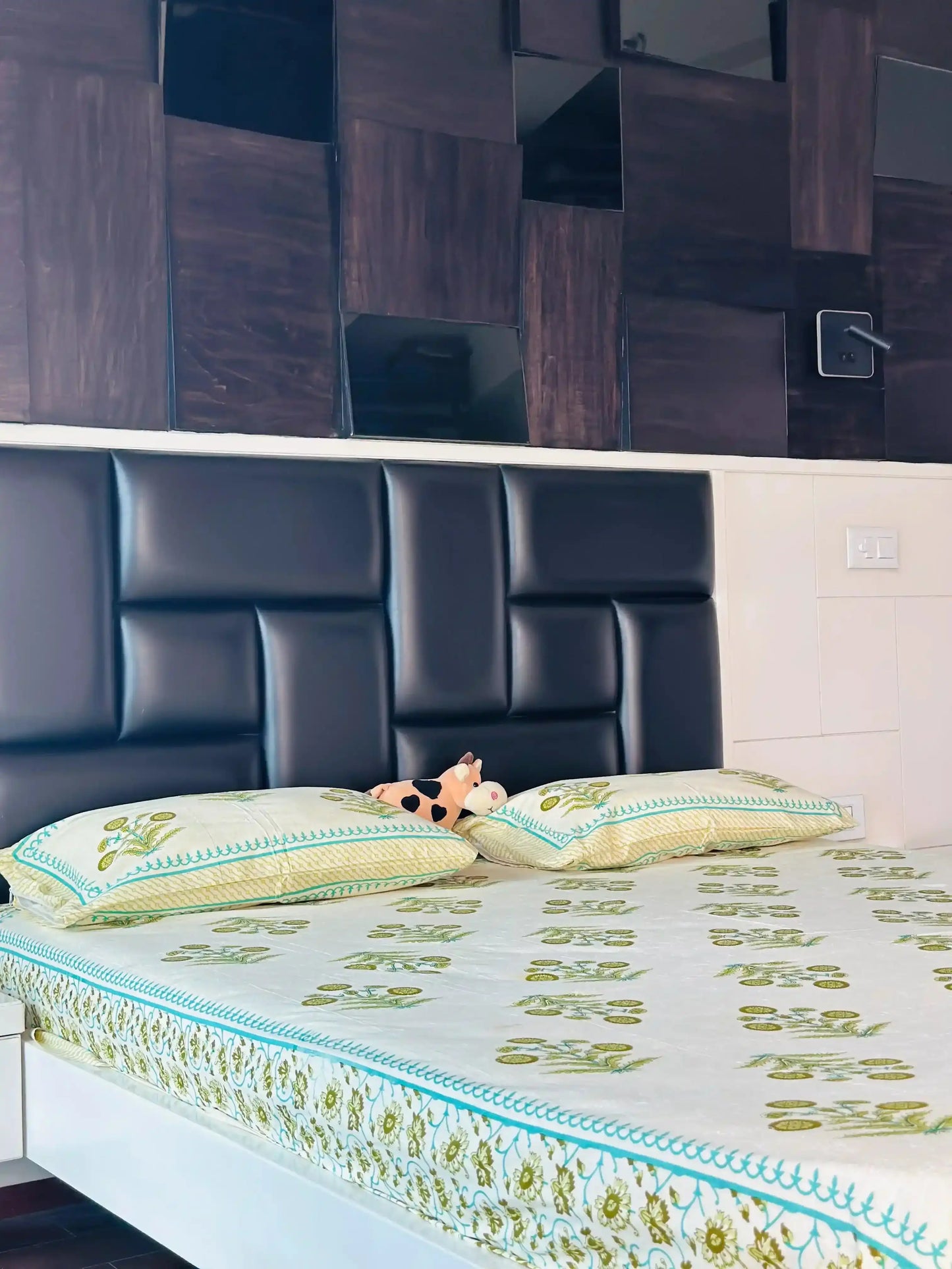 Green Block Jaipuri Bedsheet