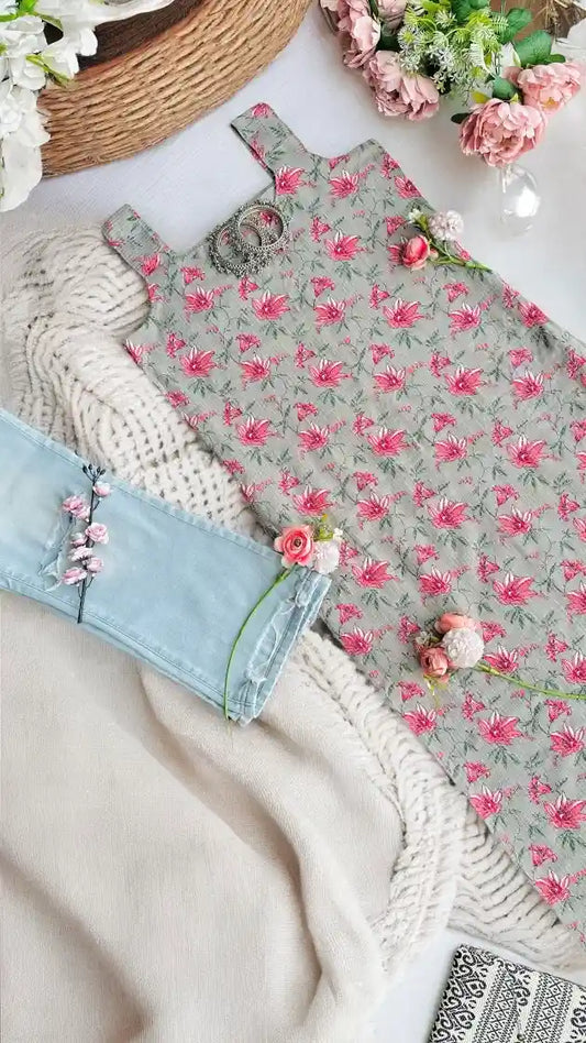 Lotus Bloom Cotton Kurta