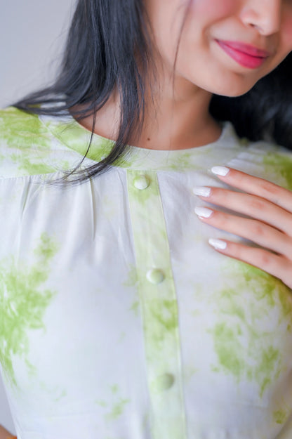 Tie Dye Green Frill Twirl Dress