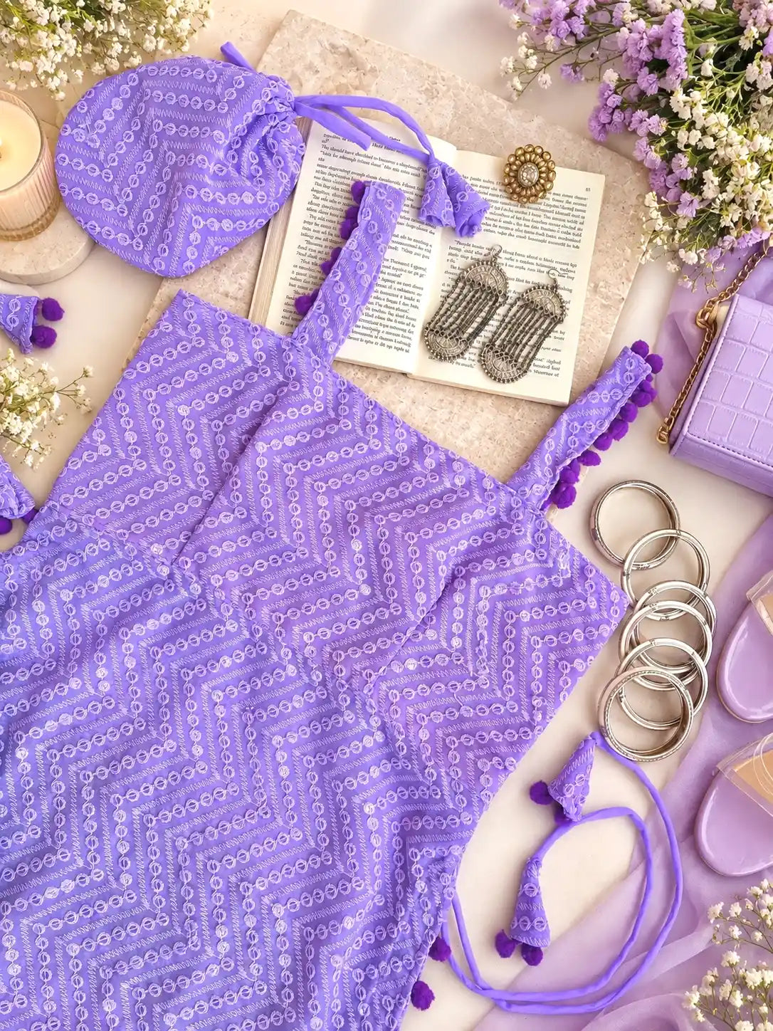 Embroidered Blush Lilac Gulnaz Kurta