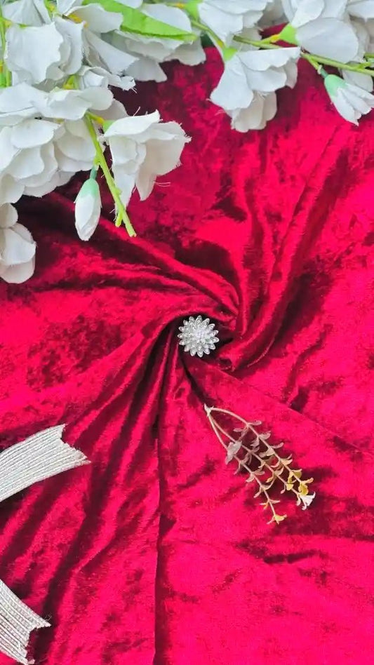 Solid Maroon Velvet Fabric Cut - Passion for Fashion by Shivani