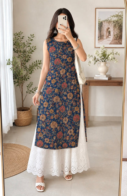 Blue Kalamkari Jaipuri Gulnaz Kurta
