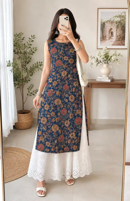 Blue Kalamkari Jaipuri Gulnaz Kurta